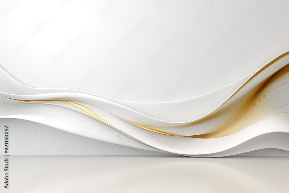 Obraz premium Abstract white and gold waves background.