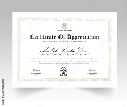 certificate template with dynamic and futuristic polygonal shape and modern background.