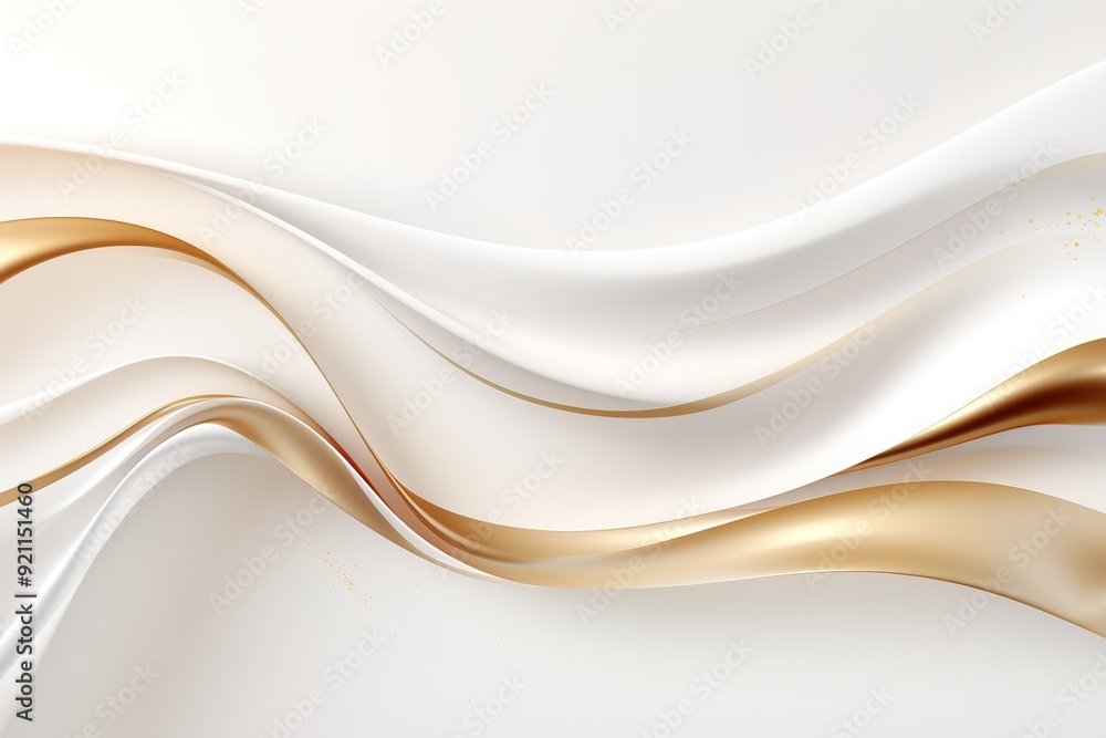 Abstract white and gold waves on a light background. Abstract white and gold waves on a light background.