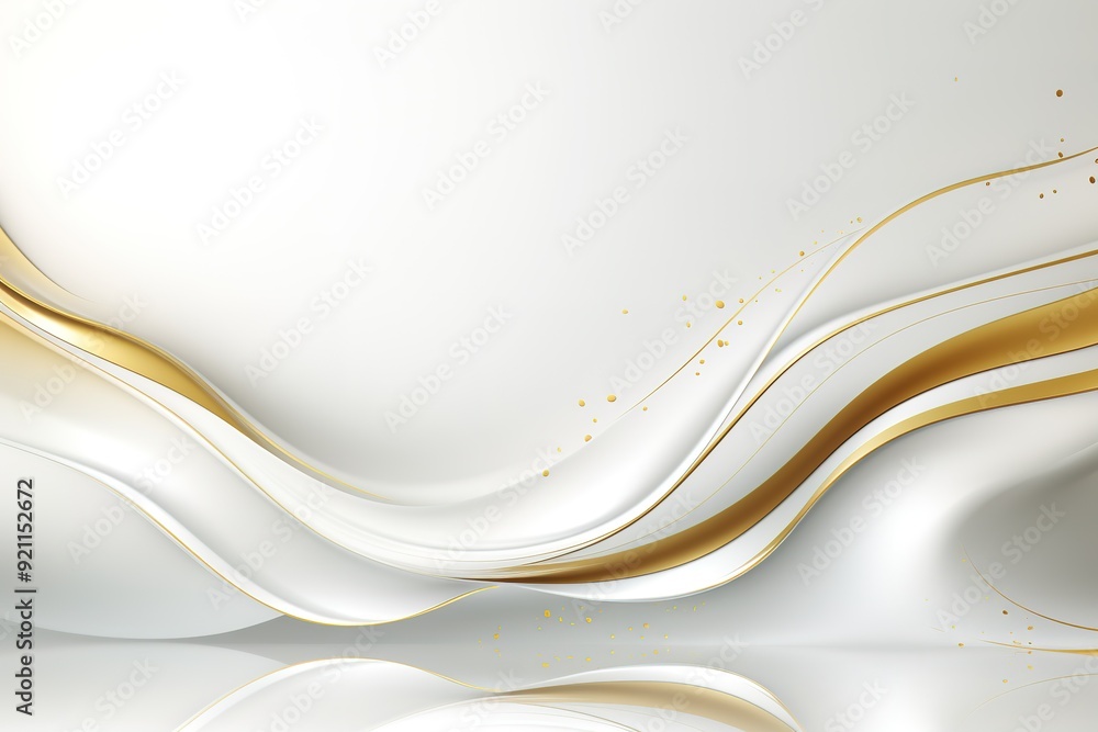 Abstract white and gold waves with a subtle sparkle. Abstract white and gold waves with a subtle sparkle.