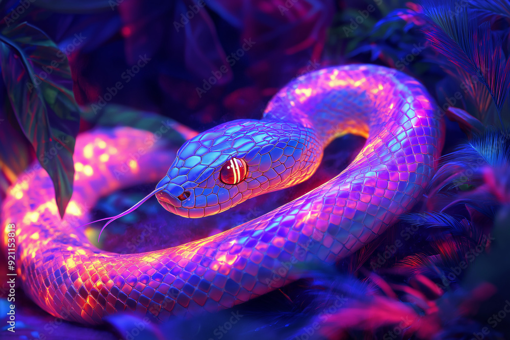 Neon viper with electric colors scales Neon viper with electric colors scales