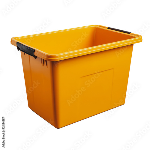 PNG Yellow storage bin on a white background