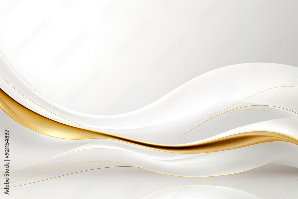 Obraz premium Abstract white and gold wavy background.
