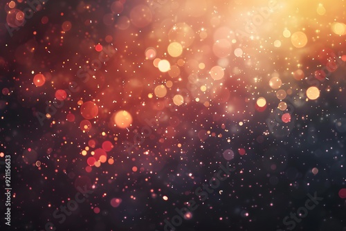 Abstract Bokeh Background with Golden and Red Lights