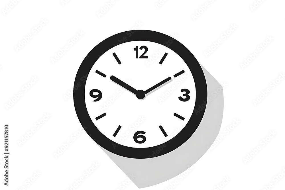 Minimalist Round Clock Icon in Black and White Flat Design Minimalist Round Clock Icon in Black and White Flat Design