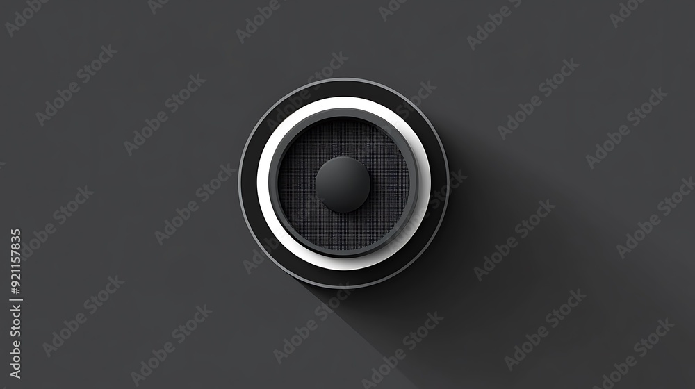 Modern Flat Round Speaker Icon in Black and White Modern Flat Round Speaker Icon in Black and White