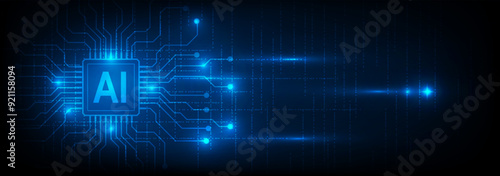 AI Artificial Intelligence chipset for global future technology, Abstract banner background, Vector illustration