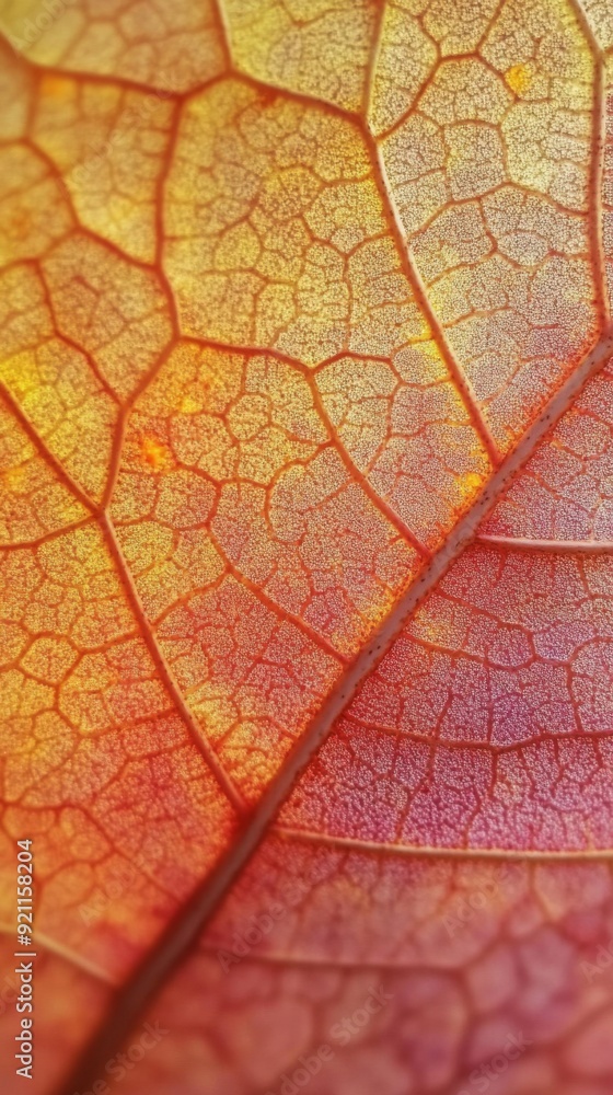 Obraz premium Close up autumn leaf texture. Nature texture of leaf macro