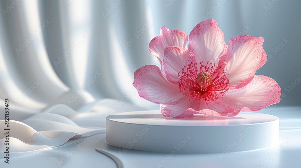 Delicate Pink Flower on a White Platform Delicate Pink Flower on a White Platform