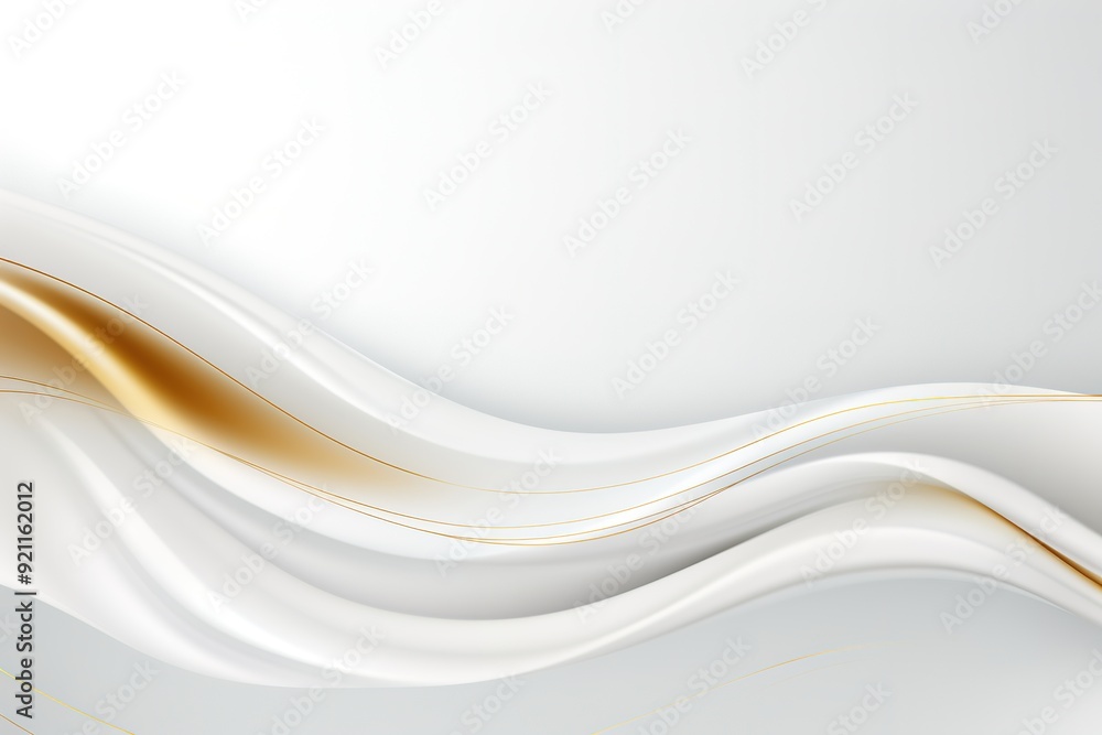 Obraz premium Abstract white and gold wavy background.