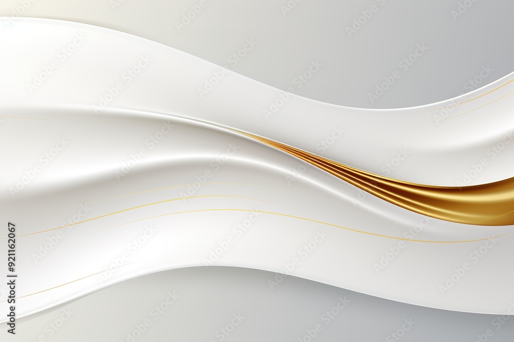 Obraz premium Abstract white and gold wavy background.