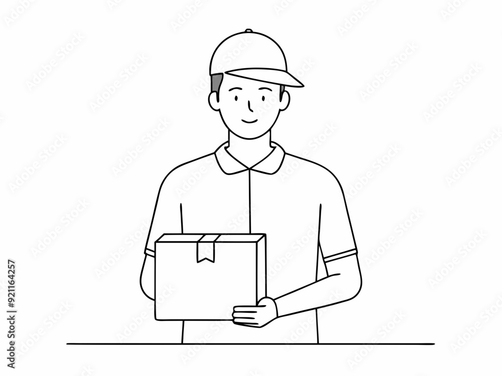 continuous single line drawing of delivery person holding parcel, line art vector illustration
continuous single line drawing of delivery person holding parcel, line art vector illustration