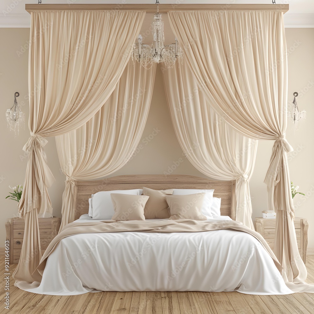 Elegant Canopy Bed with Sheer Curtains Elegant Canopy Bed with Sheer Curtains