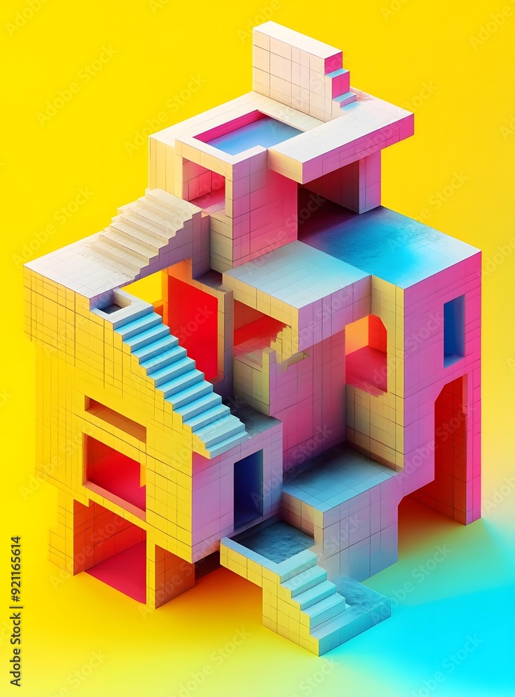Abstract 3D Illustration of a Modern Building Abstract 3D Illustration of a Modern Building
