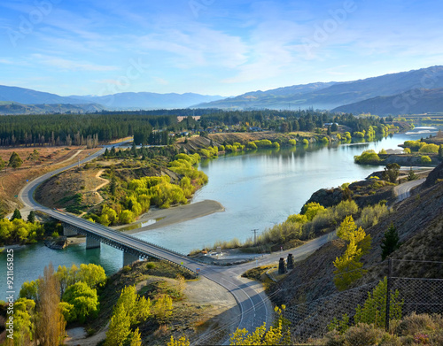 Kawarau River Bridge in Springtime, Otago, New Zealand