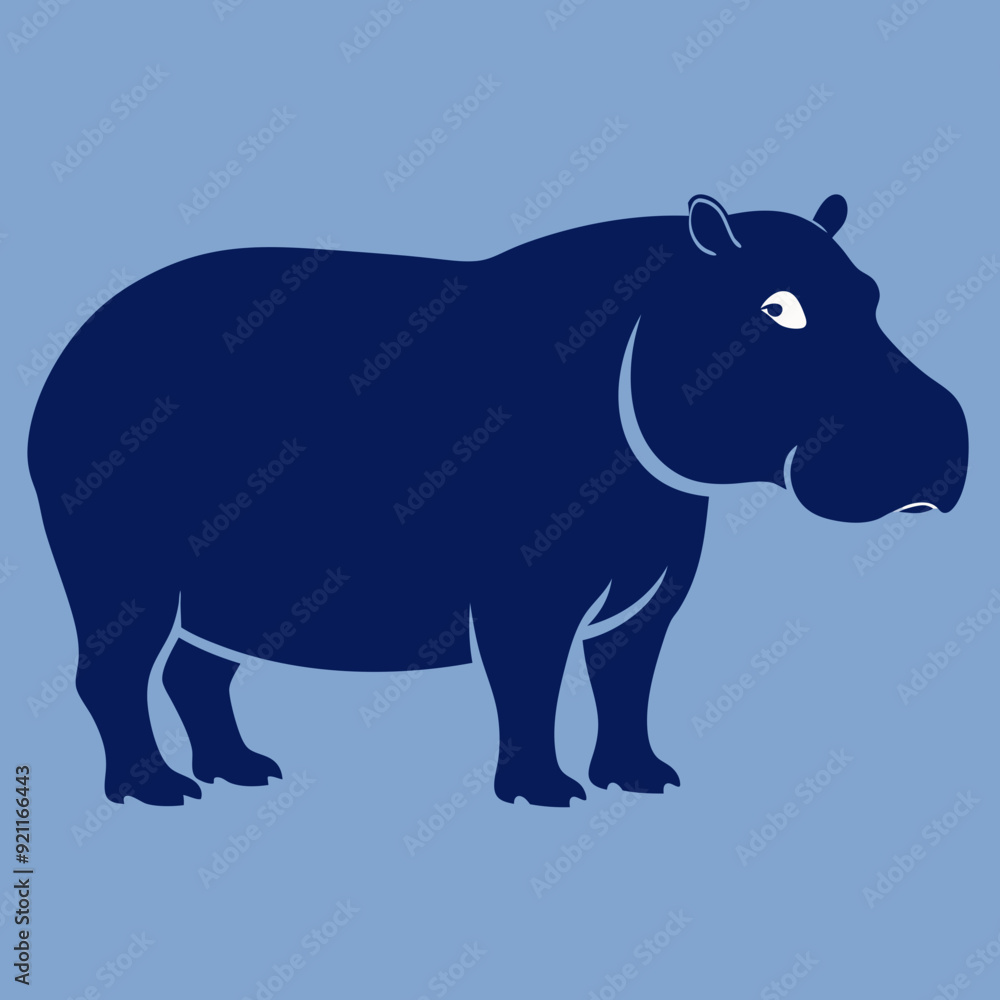 Fototapeta premium Hippopotamus silhouette vector art Illustration