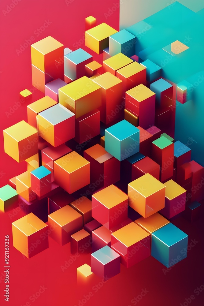 Obraz premium Abstract 3D Colorful Cubes Background