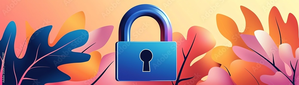 A colorful illustration of a padlock surrounded by vibrant leaves, symbolizing security and protection in a digital world. A colorful illustration of a padlock surrounded by vibrant leaves, symbolizing security and protection in a digital world.
