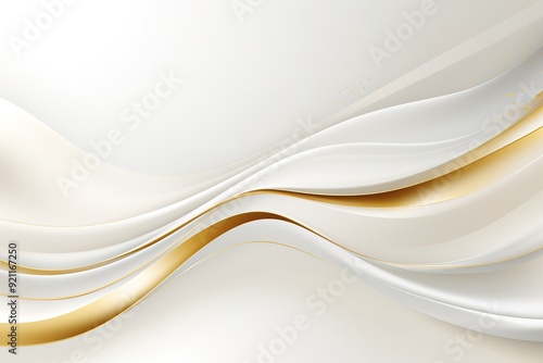 Abstract white and gold wavy background.