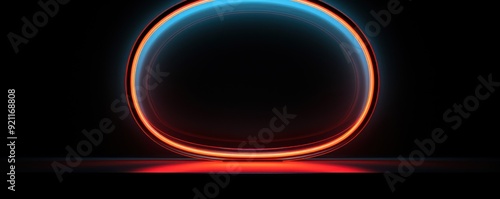 perfect neon colored circle against a black backdrop empty product placement area display background