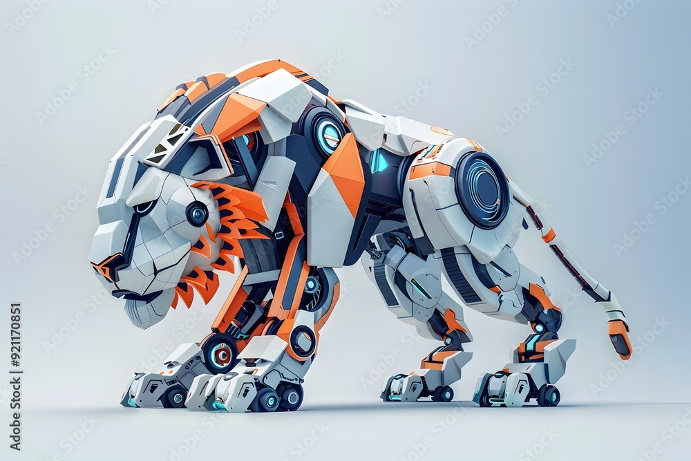 Sleek Tech Inspired Robotic Lion Graphic Design Sleek Tech Inspired Robotic Lion Graphic Design