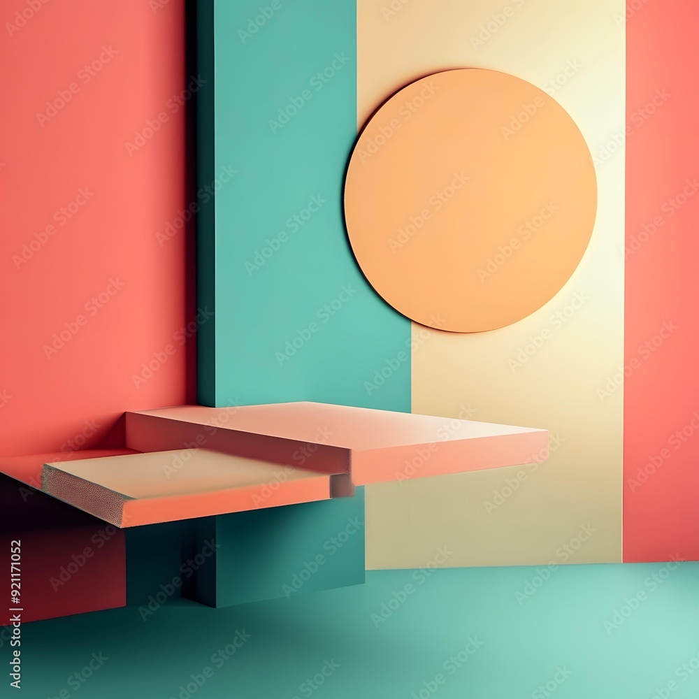 Abstract Geometric Shapes in Pastel Colors
