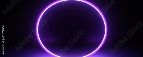 perfect neon colored circle against a black backdrop empty product placement area display background