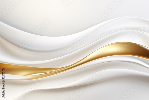 Abstract white and gold wavy background.