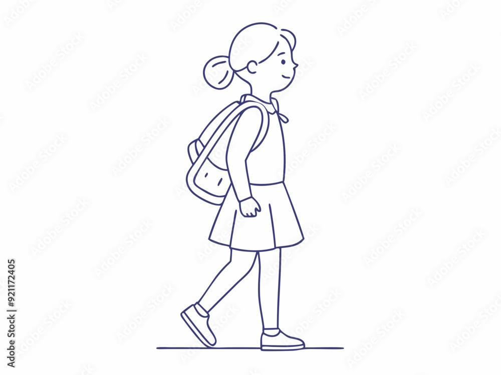 continuous single line drawing of elementary school student girl with school bag, line art vector illustration
continuous single line drawing of elementary school student girl with school bag, line art vector illustration