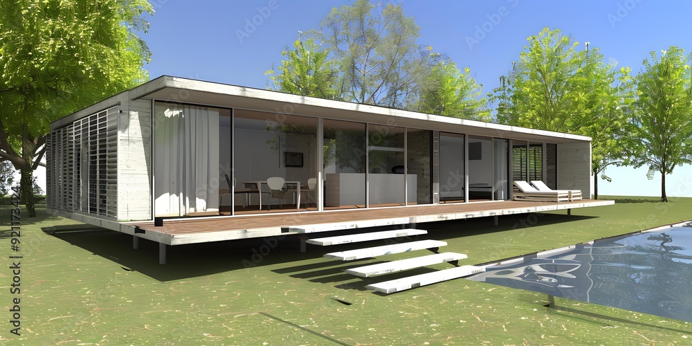Modern Concrete House with Swimming Pool and Deck Modern Concrete House with Swimming Pool and Deck
