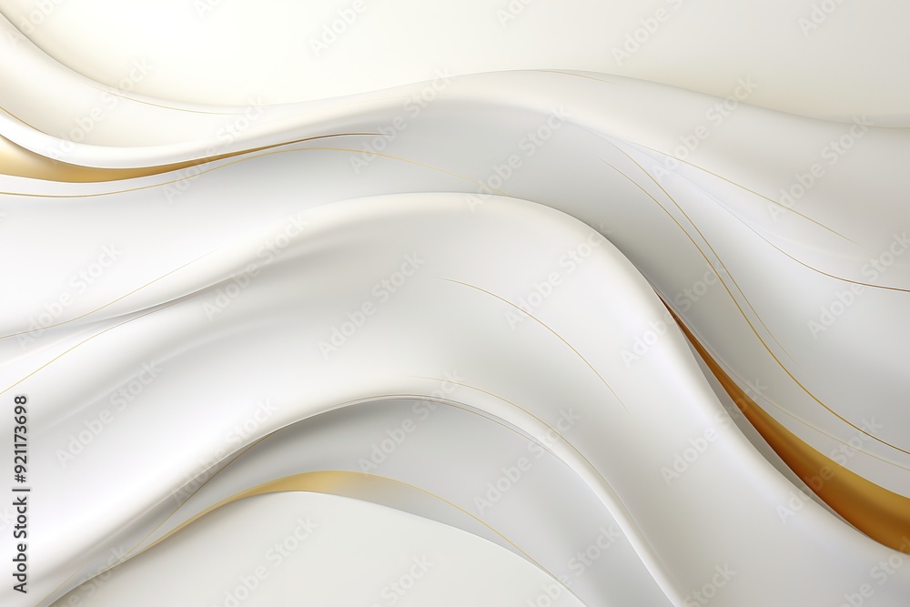 Obraz premium Abstract white and gold wavy background.