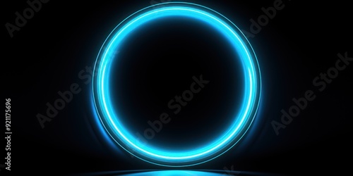 perfect neon colored circle against a black backdrop empty product placement area display background