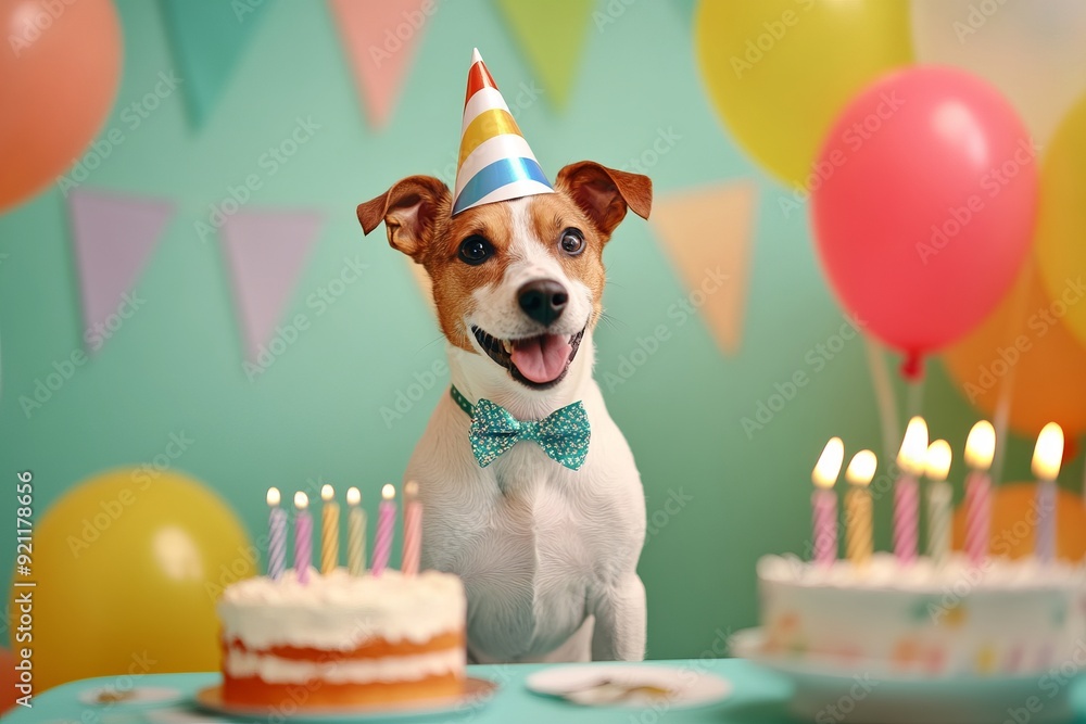Happy Dog at Birthday Party