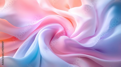 A soft and elegant swirl of pastel fabric, showcasing delicate shades of pink and blue, perfect for backgrounds and design projects.