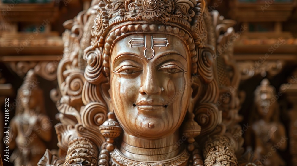 custom made wallpaper toronto digitalClose-up of a Detailed Wooden Sculpture of a Deity