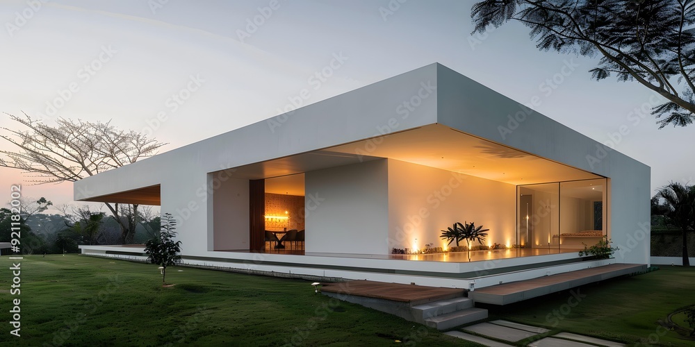 Modern Minimalist White House with Large Windows Modern Minimalist White House with Large Windows