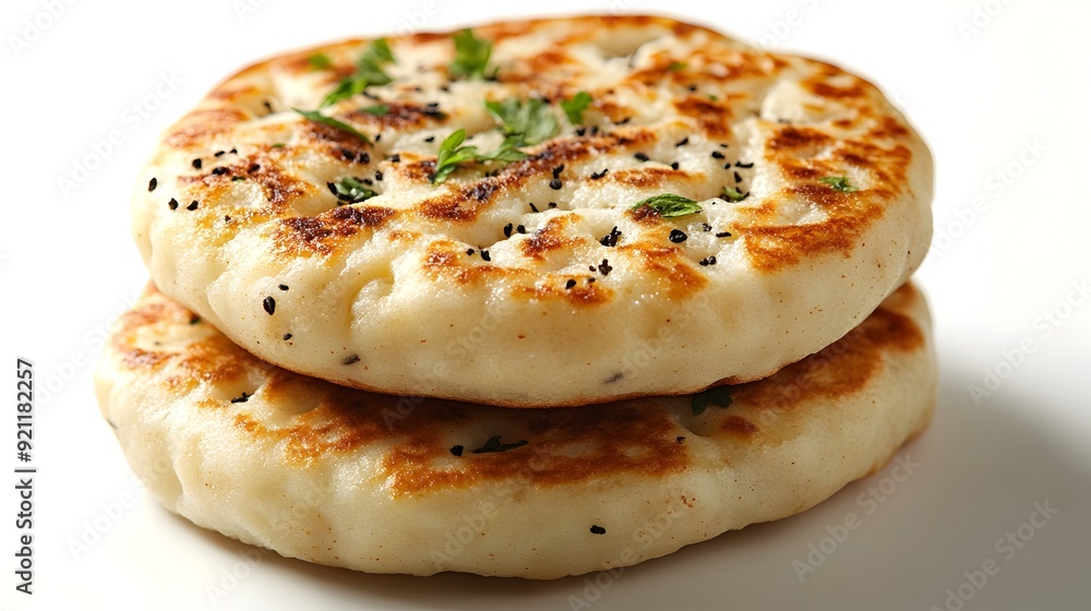 Obraz premium Highly Detailed Photograph of Delectable Chinese Pancakes Bing Isolated on White Background