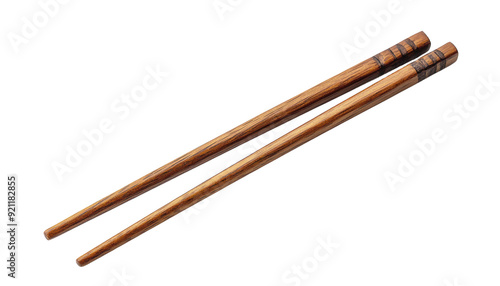 Wooden Chopsticks with Detailed Grooves on a transparent background photo