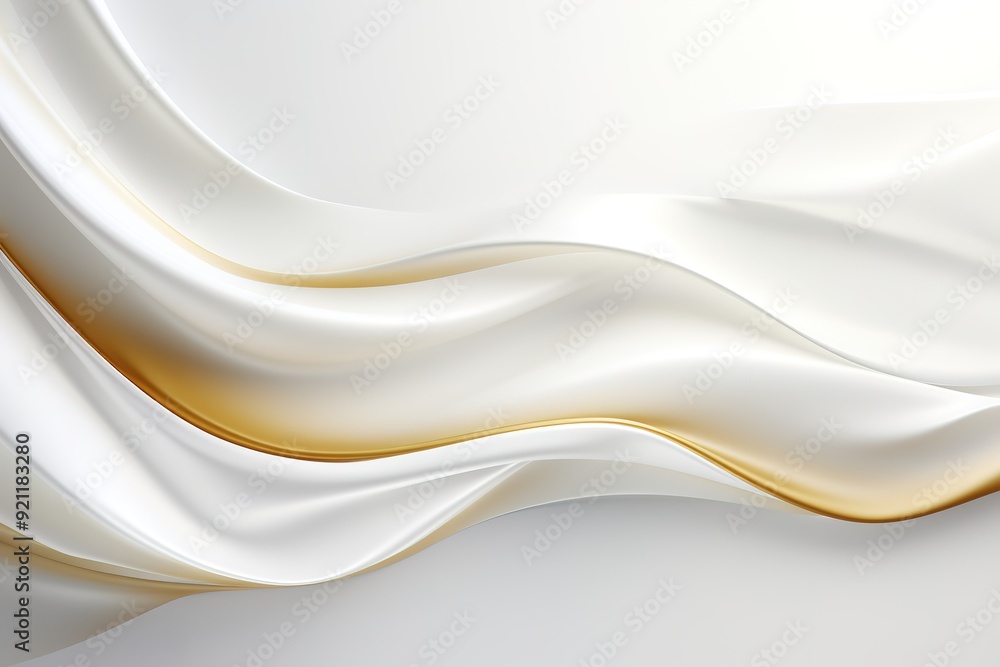 Abstract white and gold wavy background.