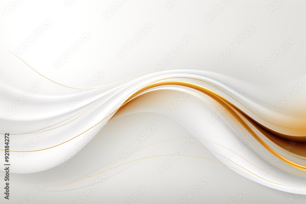 Obraz premium Abstract white and gold wavy background.