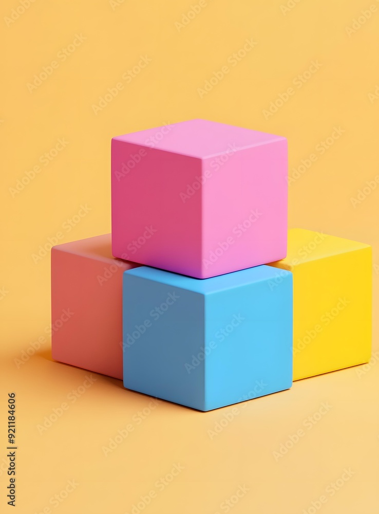 Obraz premium Colorful Cubes Abstract Minimalist Background