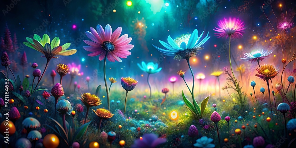 Vibrant fantasy meadow with bioluminescent flowers and divine light , fantasy, ethereal, colorful, vibrant Vibrant fantasy meadow with bioluminescent flowers and divine light , fantasy, ethereal, colorful, vibrant