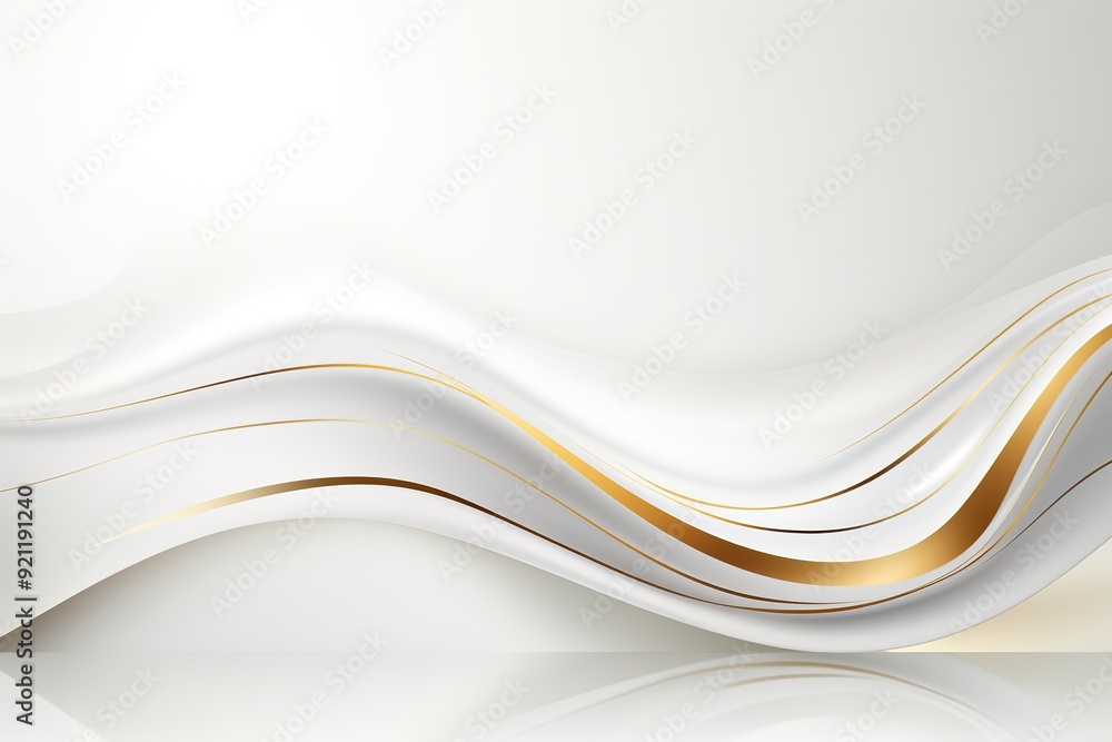 Abstract white and gold wavy background with reflection. Abstract white and gold wavy background with reflection.