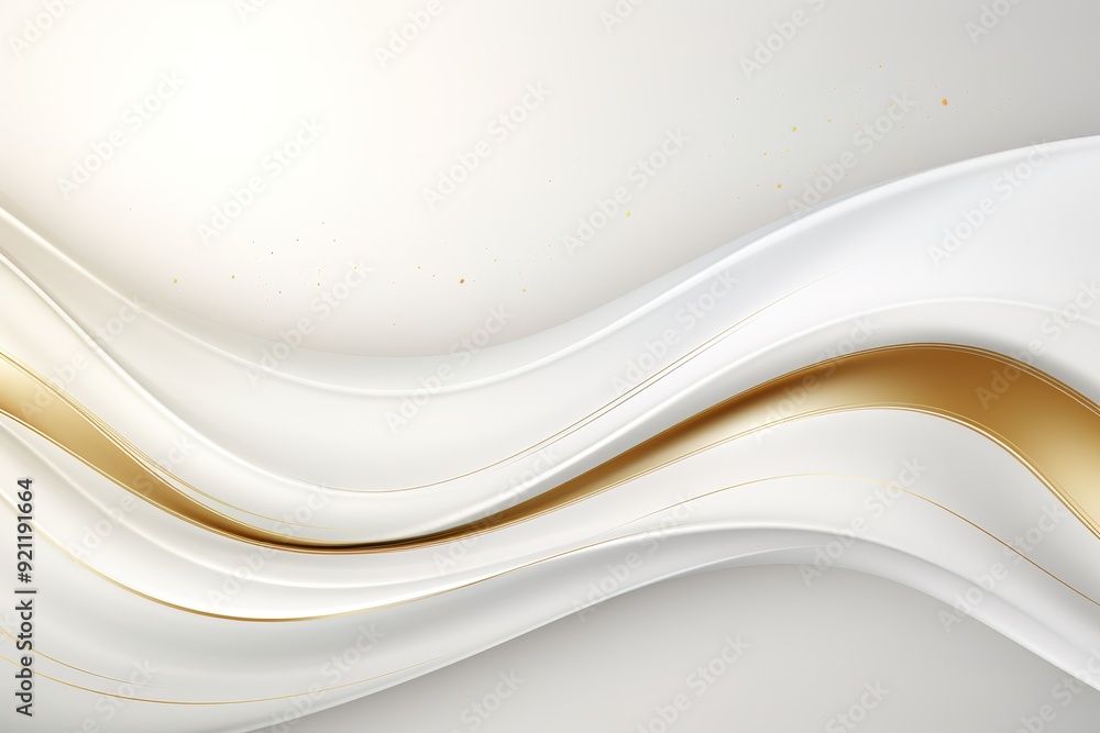 Abstract white and gold wavy background with soft curves and subtle glitter. Abstract white and gold wavy background with soft curves and subtle glitter.