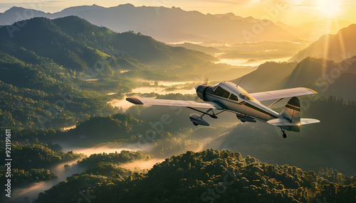 Wallpaper Mural Private Small Airplane in Flight – A Sleek Aircraft Captured in Dynamic Motion Against the Sky. Power of Modern Aviation. Ideal for Travel, Adventure, and Aviation-Themed Campaigns. Torontodigital.ca