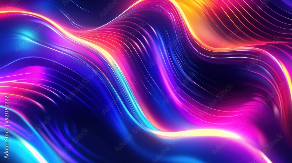 Abstract Neon Waves with Bright Colors Abstract Neon Waves with Bright Colors
