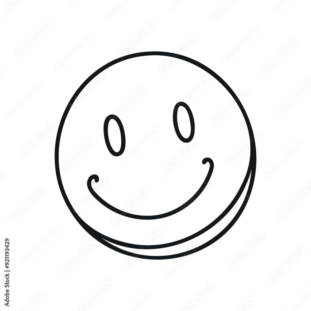 Fototapeta premium One continuous line art smiling face isolated vector illustration on white background.