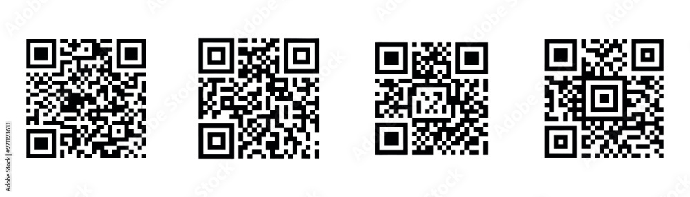 Fake QR code and Barcode set vector illustration Fake QR code and Barcode set vector illustration