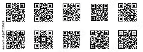 Fake QR code and Barcode set vector illustration