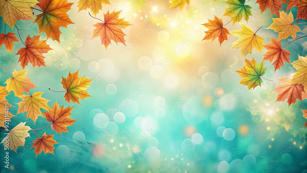 Abstract autumn background with light cyan, orange and green leaf texture, autumn, abstract, background, light cyan, orange Abstract autumn background with light cyan, orange and green leaf texture, autumn, abstract, background, light cyan, orange